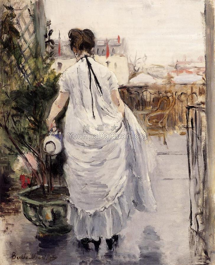 Young Woman Watering a Shrub - 贝尔特·摩里索特